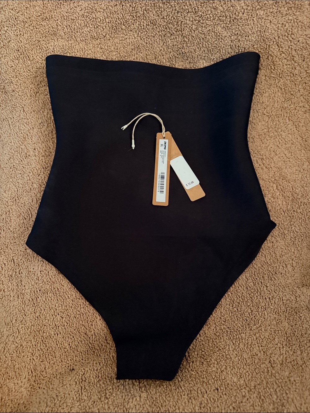SKIMS High-Waist Strapless Black Bodysuit